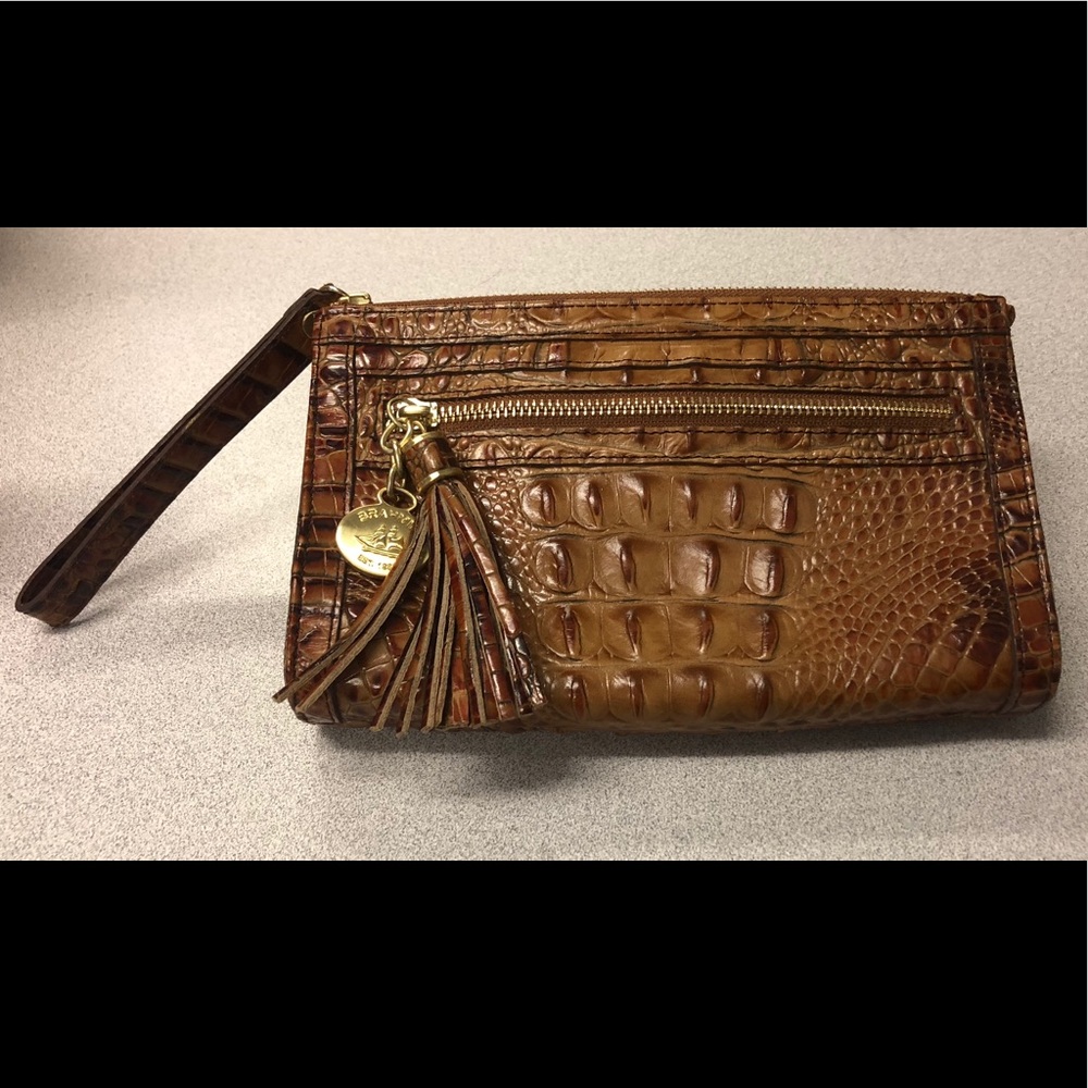 Brahmin Anna Pecan Brown Leather Wristlet